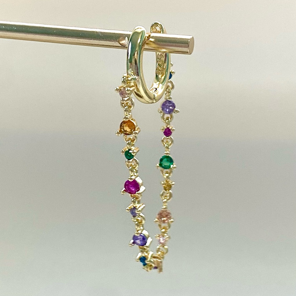 Rainbow Chain Drop Earrings